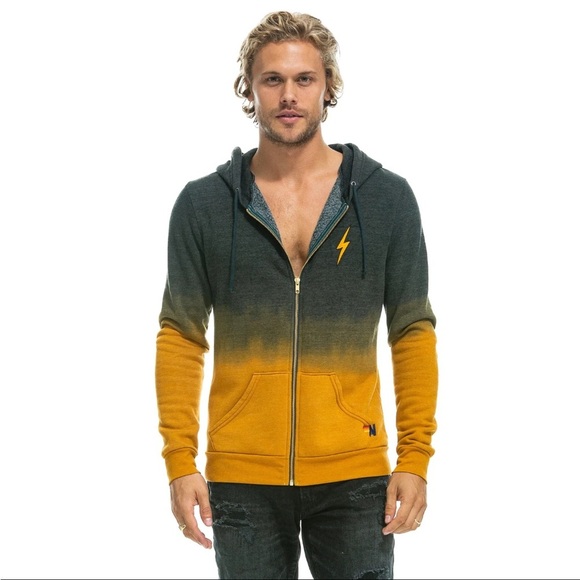 Aviator Nation Unisex FADED BOLT EMBROIDERY HOODIE | NUGGET GOLD // CHARCOAL 🖤 - Picture 7 of 16